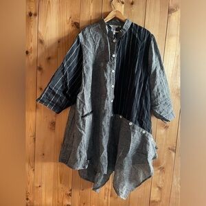 Cheyenne Lagenlook Art To Wear Linen Asymmetrical Tunic Top